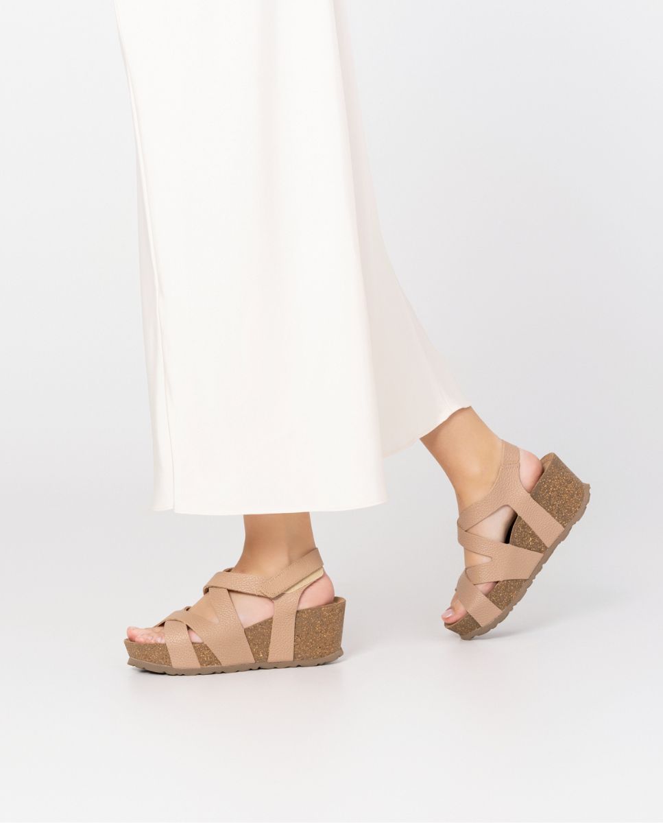 Keilsandale BARI-303 beige