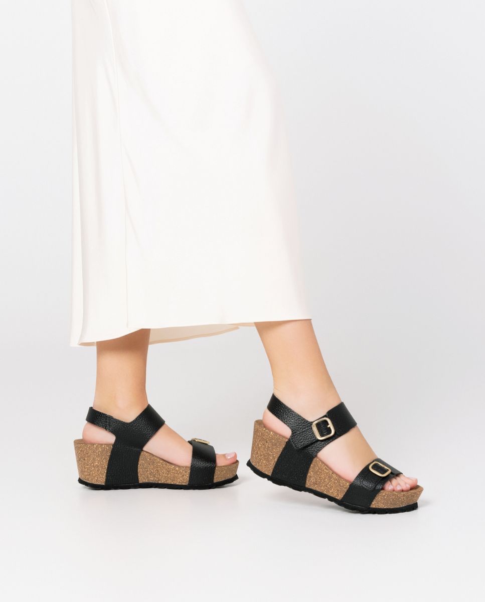 Sandalo con zeppa BARI-301 nero