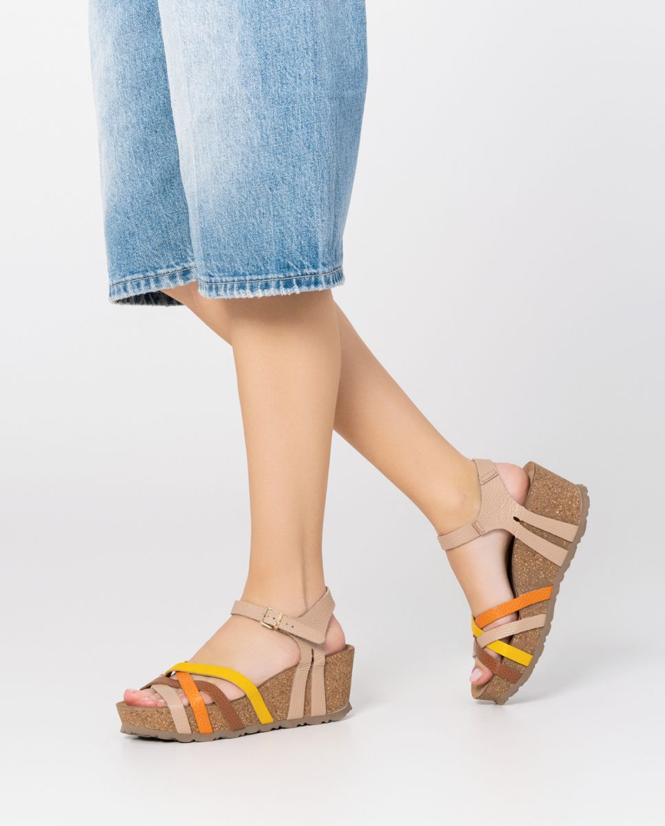 Sandalo con zeppa BARI-302 beige