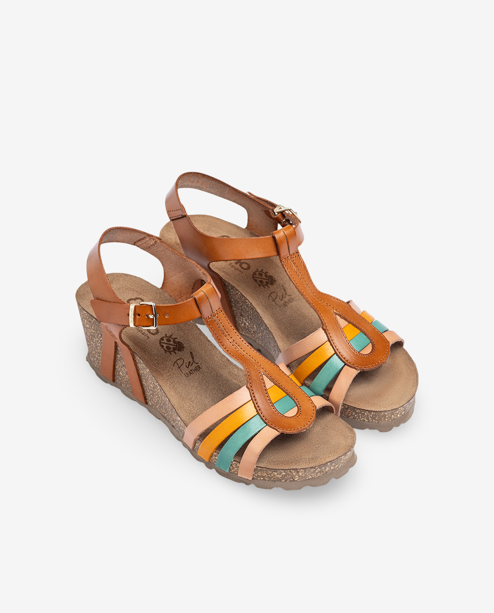 Sandalo con zeppa CADIZ-301 marrone