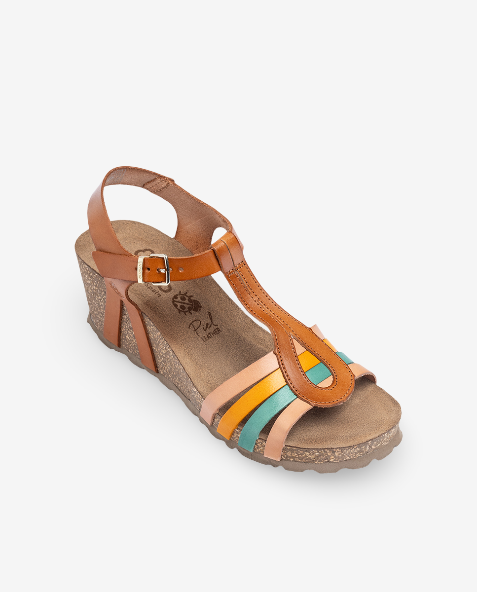 Sandalo con zeppa CADIZ-301 marrone