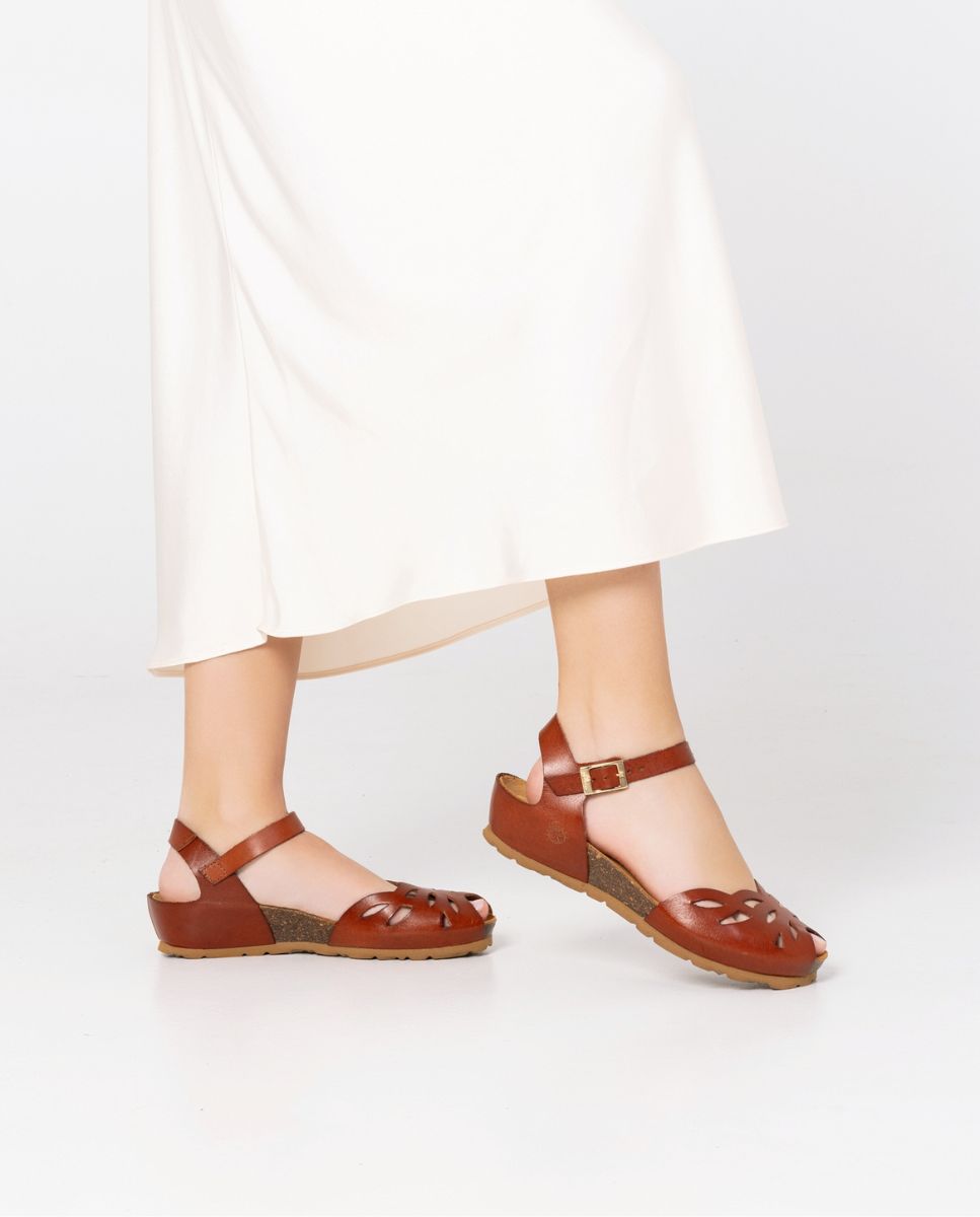 Sandale compensée MONACO-003 marron