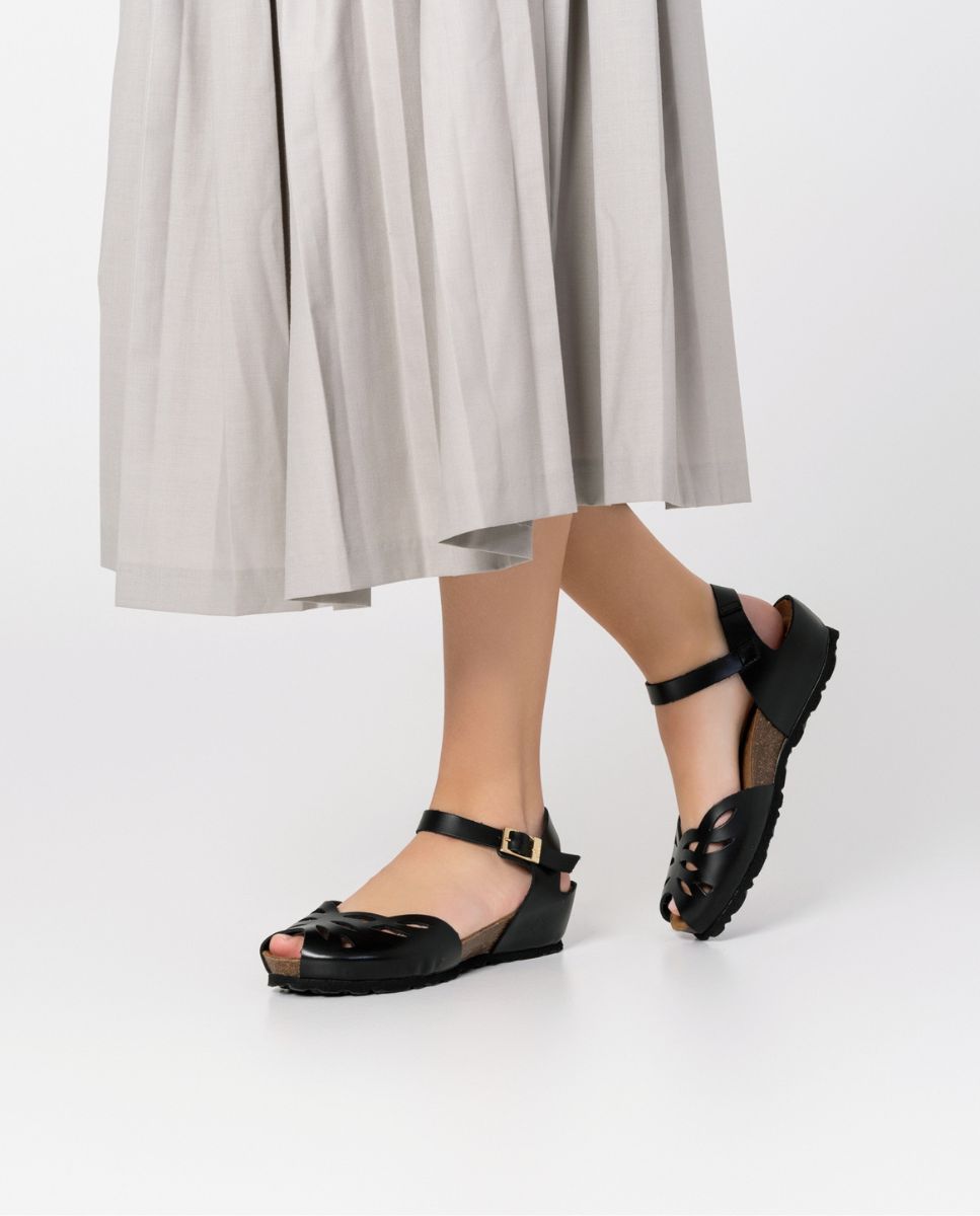 Sandale compensée MONACO-003 noir