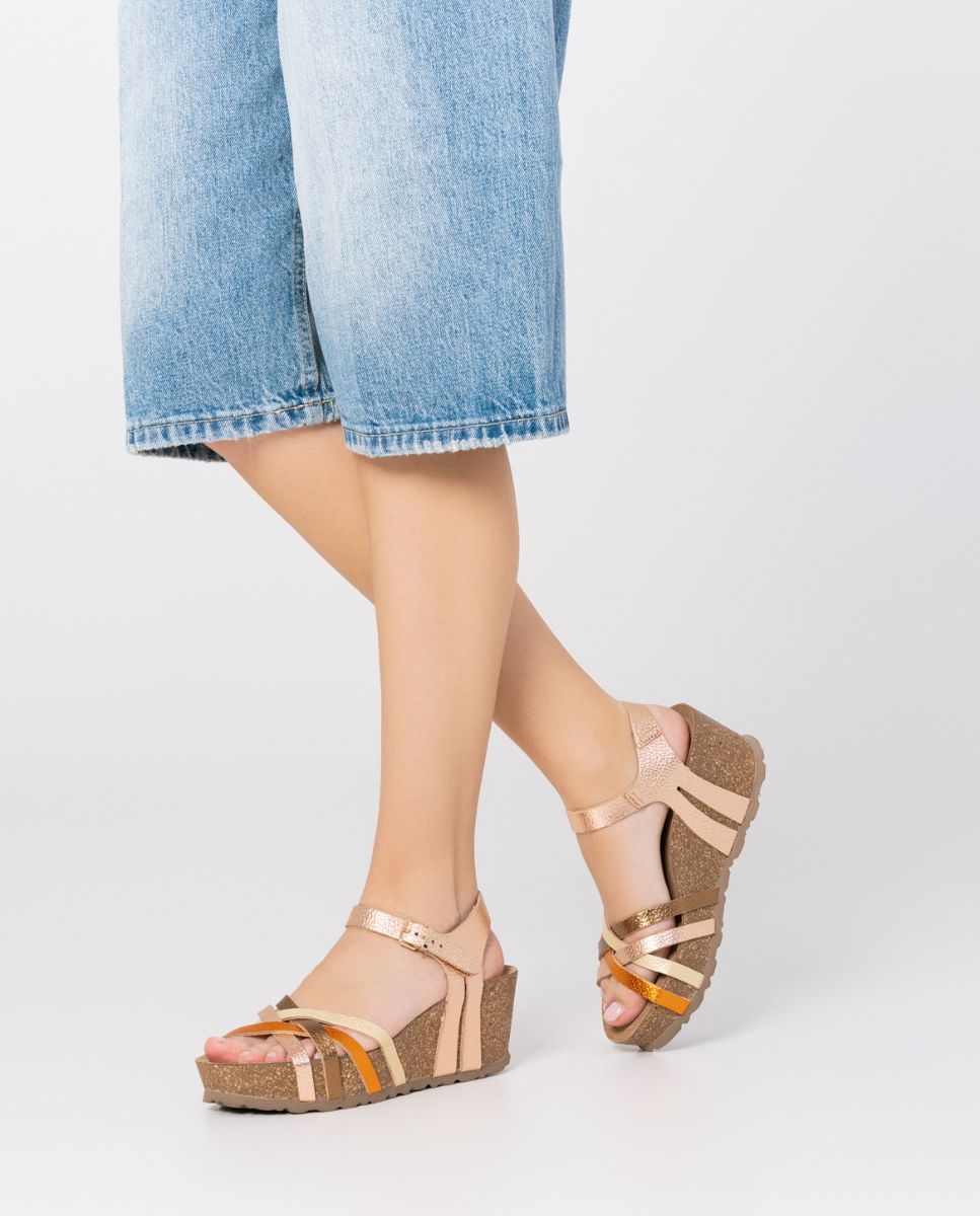 Sandalo con zeppa BARI-302 rosa