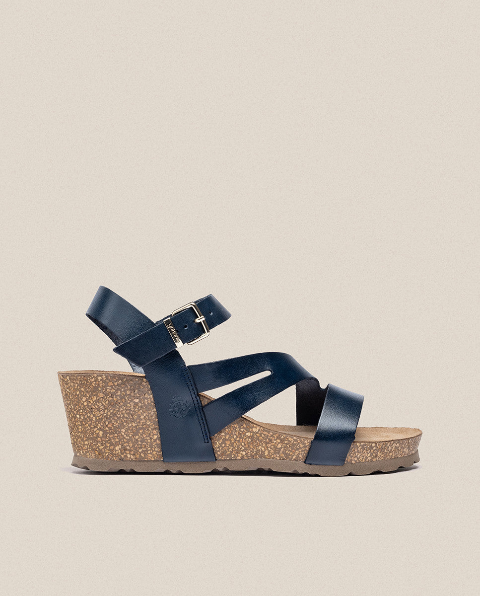Cadiz 302 blue wedge sandal - Yokono