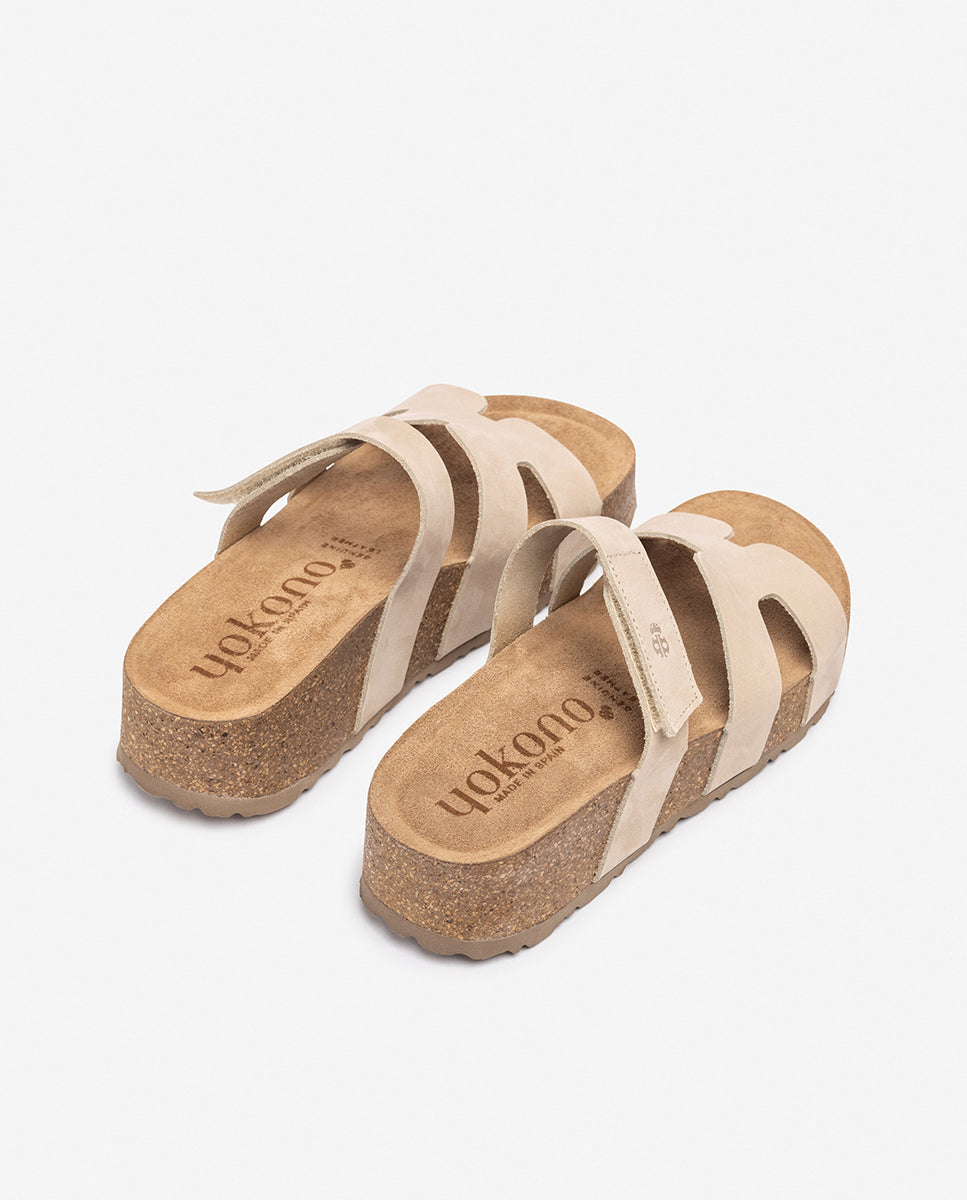 Sandalo con zeppa WIWI-125 beige