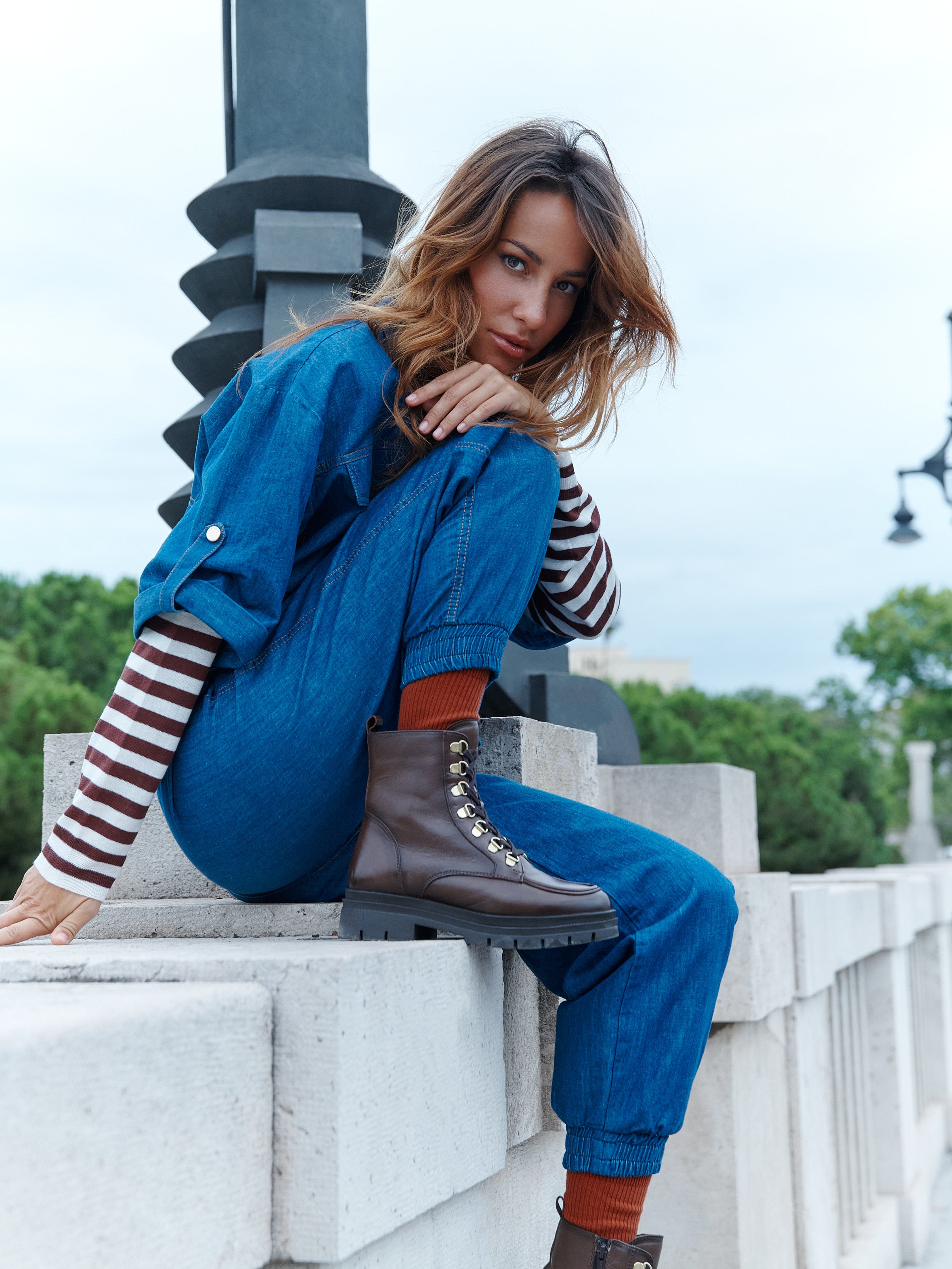 Flat ankle boot LAN-312 brown