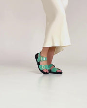 Sandale plate Morena 002 verte