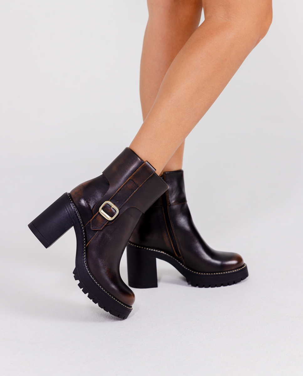 Heeled ankle boot TUNA-005 brown