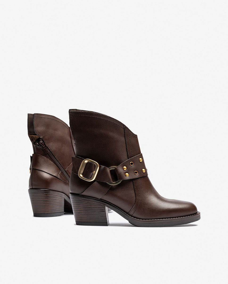 Bottine à talon BRAVA-001 marron