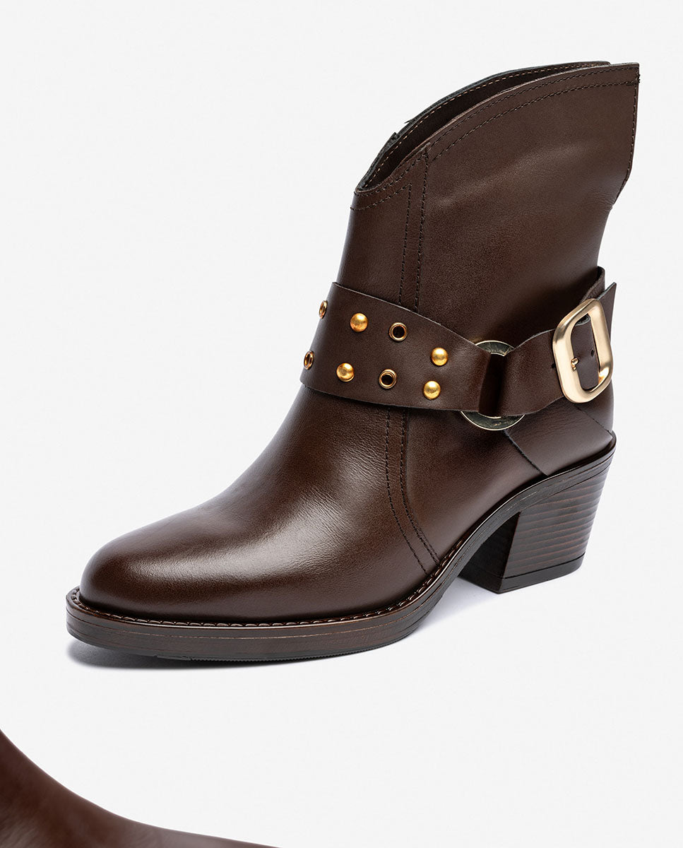 Bottine à talon BRAVA-001 marron