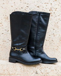 Bota plana ELVAS-002 negro