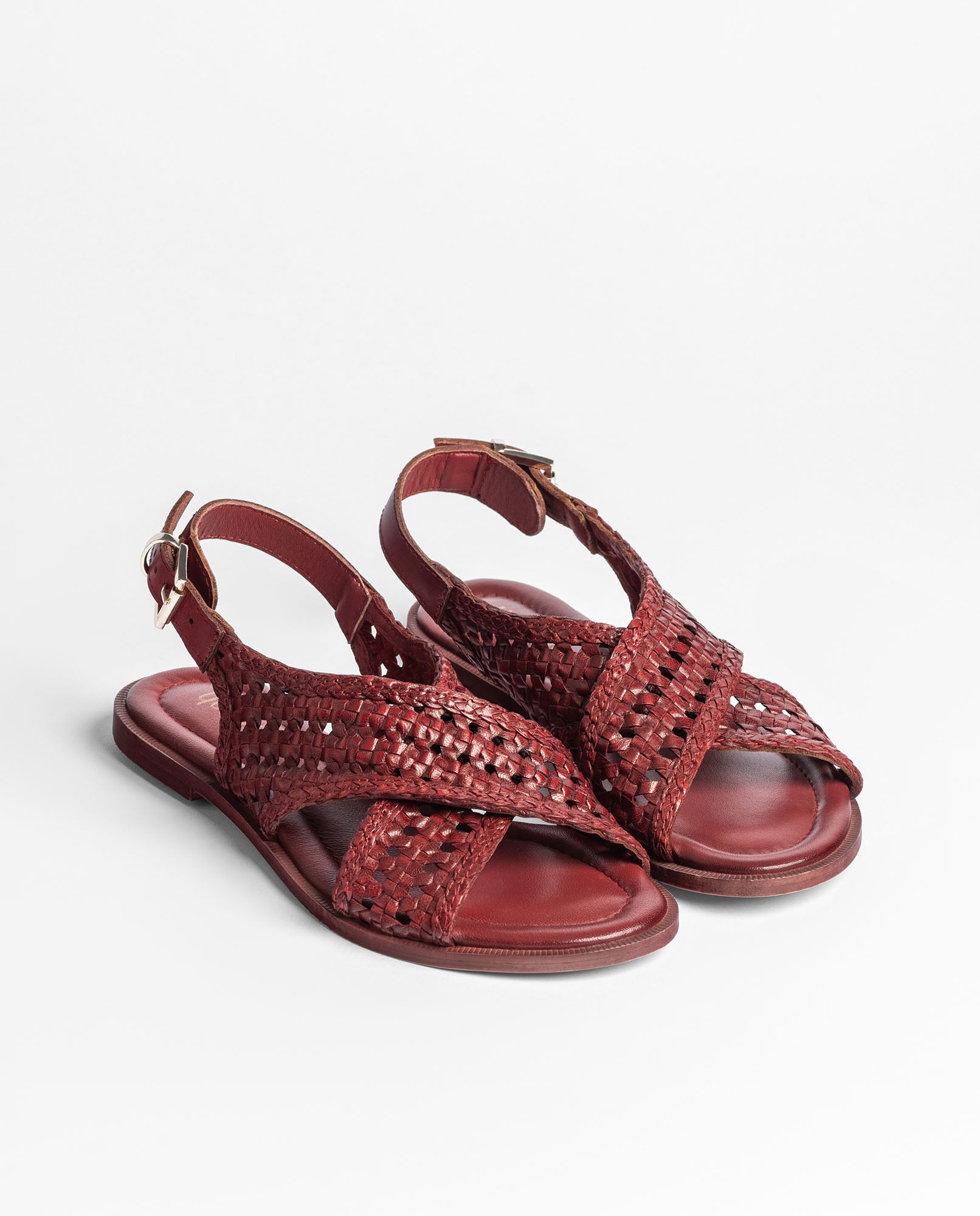 Sandale plate CRES-252 bordeaux