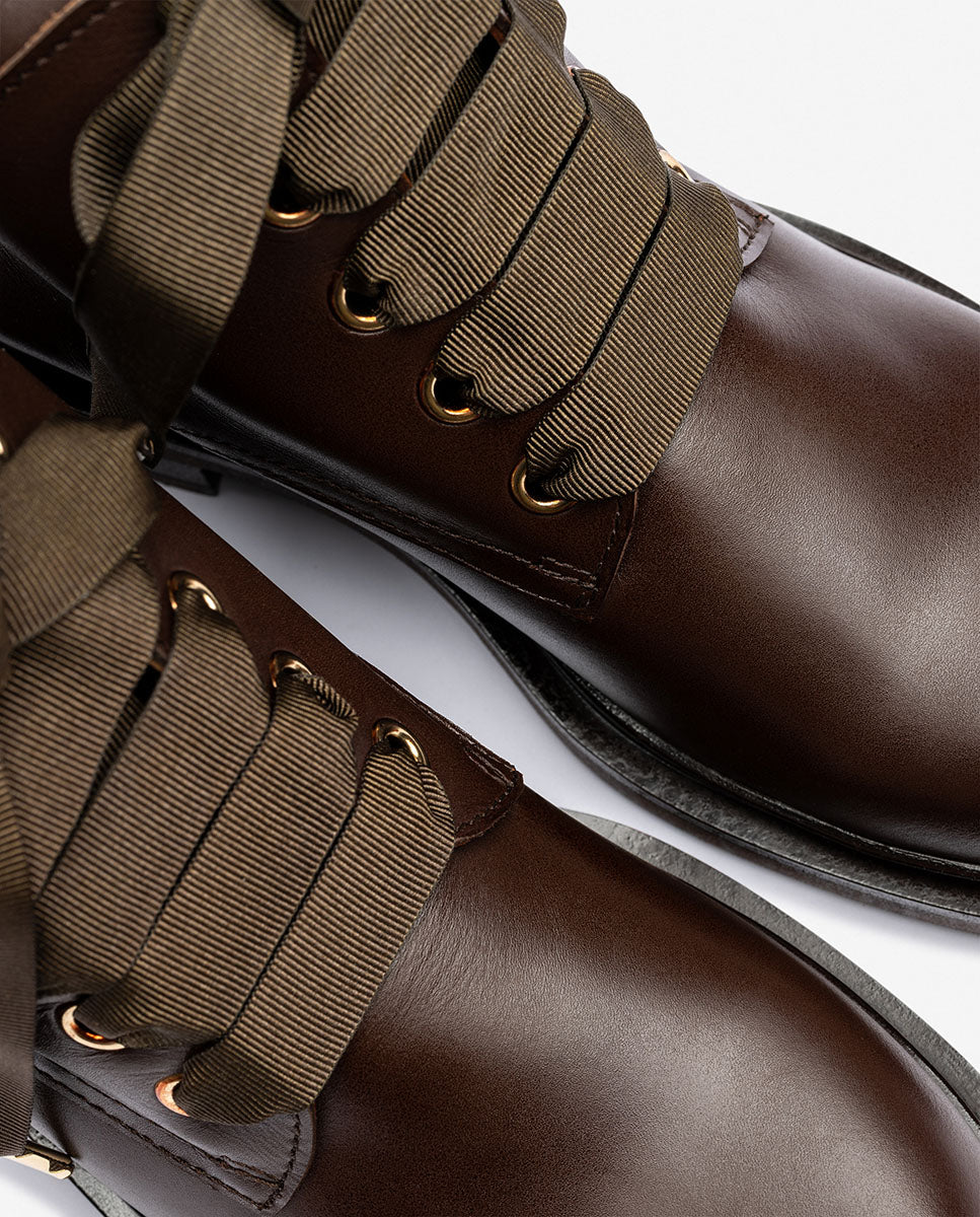 Botín plano LEI-006 marrón