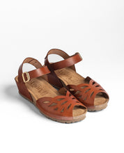 Sandalo con zeppa MONACO-003 marrone scuro