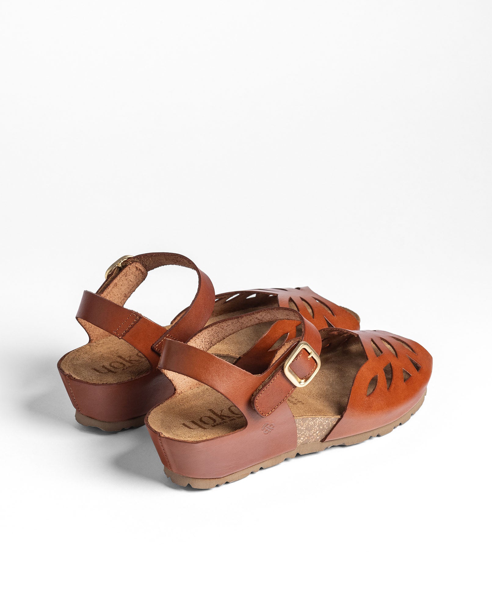 Sandalo con zeppa MONACO-003 marrone scuro