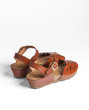 Sandalo con zeppa MONACO-003 marrone scuro