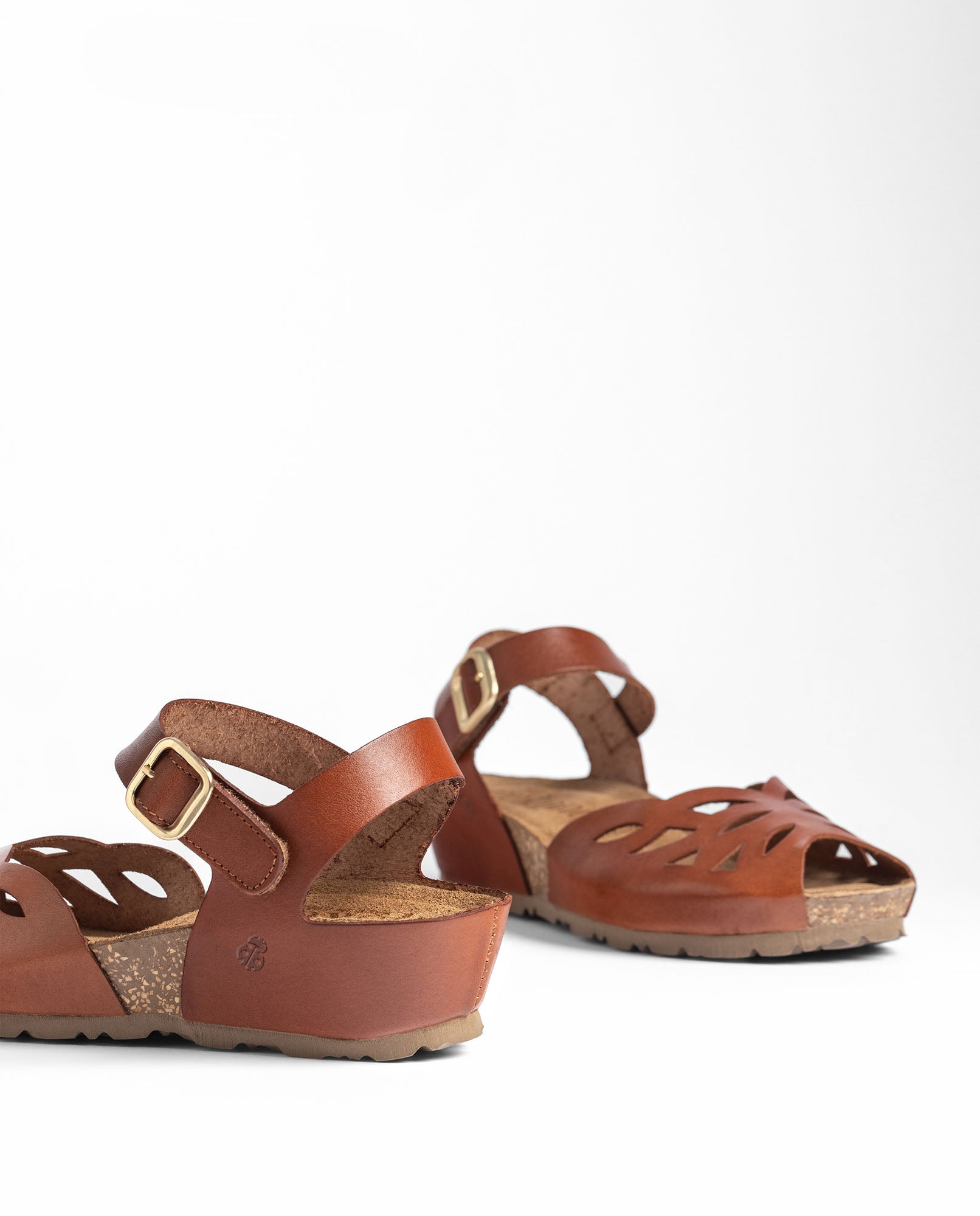 Sandalo con zeppa MONACO-003 marrone scuro