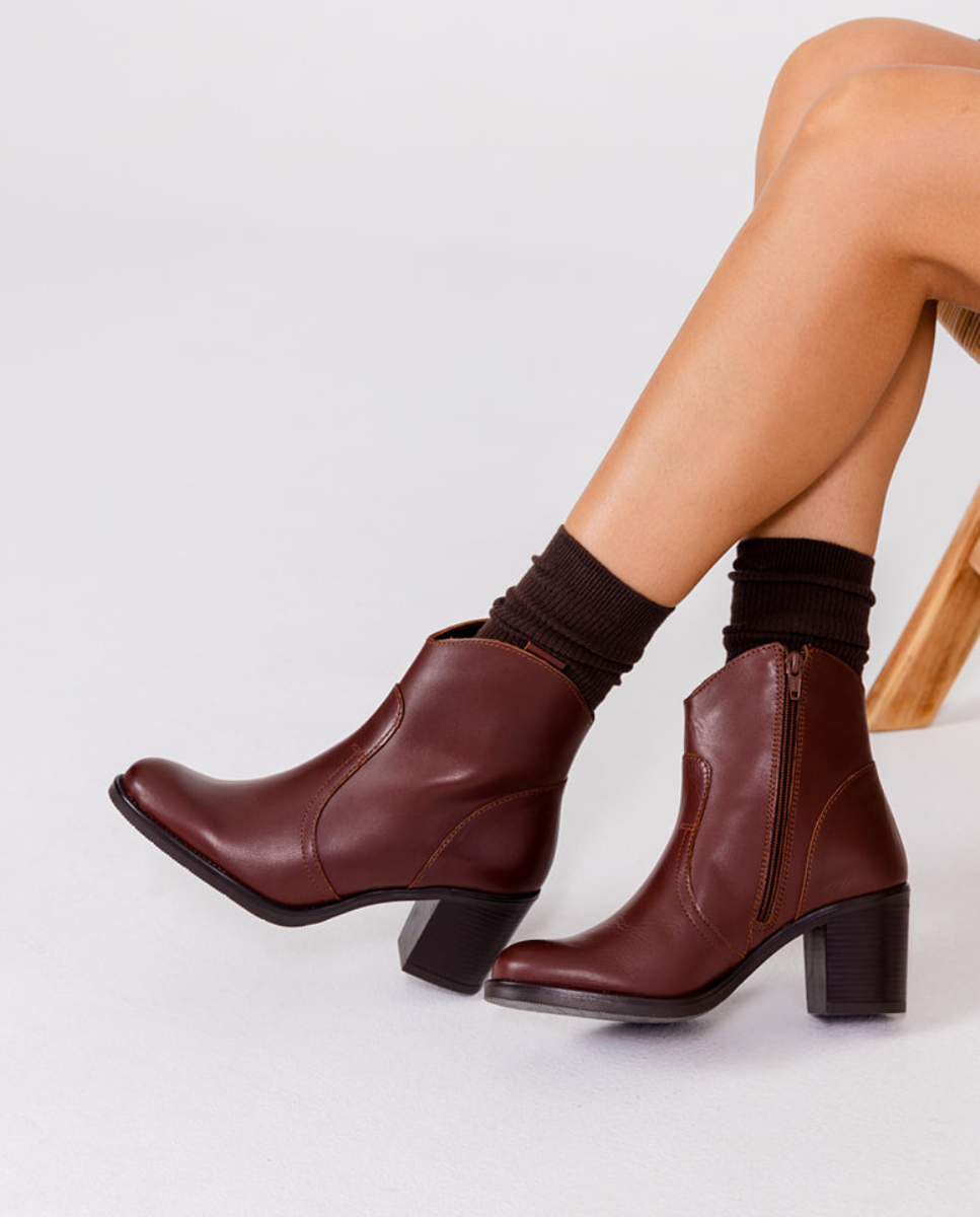 Heeled ankle boot ORNE-003 brown