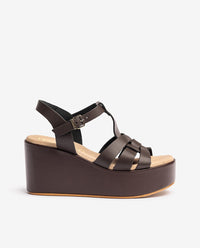 Sandalo con zeppa LANZAROTE-002 marrone