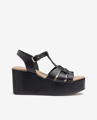 Sandalo con zeppa LANZAROTE-002 nero