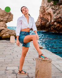 Flache Sandale INCA-118 blau