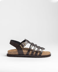 Sandalia plana BOLUS-107 marrón oscuro