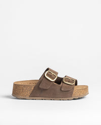 Sandalo con plateau WIWI-003 marrone scuro